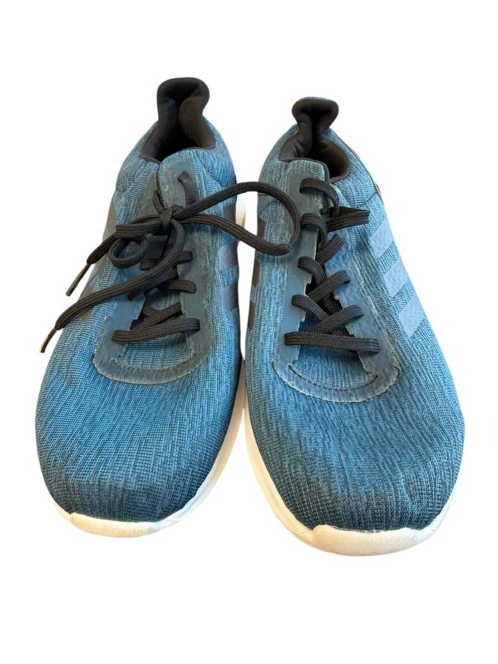 Adidas Cloudfoam Ortholite athletic shoes in a blue and black colorway.